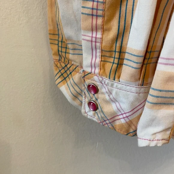 Bit & Bridle Pink Snaps Pink Embroidery Plaid Top - Picture 4 of 6